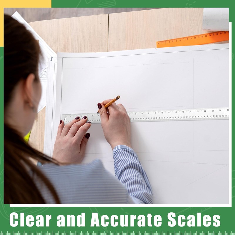 Trandraft 2 Pieces 36 Inch Metal Ruler Stainless Steel Metal