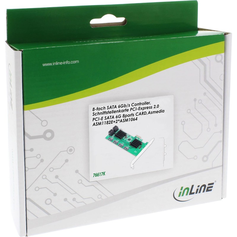 InLine® 76617K Interface Card, 8X SATA 6Gb/s Controller, PCIe 2