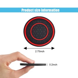 2PCS Car Cup Holder Coasters, 2.75 Inch Auto Non-Slip Anti Dust Cup Mats, Console Cup Holder Insert Coaster Auto Insulated Mats, Universal Interior Accessories for Most Cars (Red)