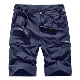 Hiking Short Men's Quick Dry Hiking Work Cargo Nylon Work Athletic Jogging Knee Shorts Comfort Flex Waist S2 Navy Blue