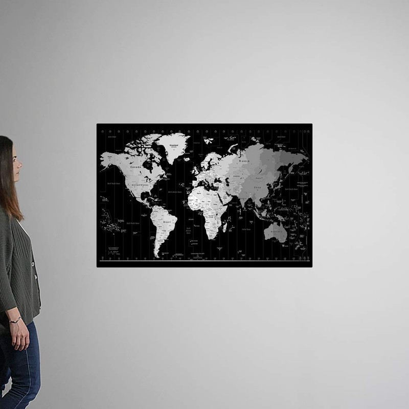 CANVAS ON DEMAND World Timezone map Wall Decal, Map Artwork