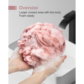 MTDLYICE Loofah Sponge, XXL Large Loofah 100g 4 Pack, Bath Sponge Soft Mesh Shower for Men, Body Scrub, Shower Pouf Bath Accessories, for Body Wash, Soap (Red Soil)