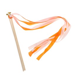 MECCANIXITY 20Pcs Wedding Ribbon Sticks Party Ribbon Streamers Sticks for Wedding Party Celebration Orange,Light Orange