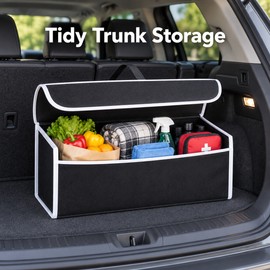 Foldable Car Trunk Organizer, Felt Storage Box with Handle, Anti-Slip Boot Storage, Large Capacity Vehicle Organize