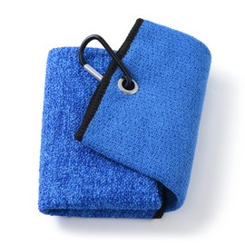 Mile High Life | Tri-fold Golf Towel | Dirt Scrub Side for Club Cleaning and Soft Side for Golf Ball | Brush and Towel in One | Multifunctional Towel | Excellent Water Absorbance (Blue)