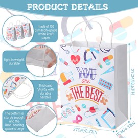 Zonon 24 Pcs Nurses Week Gift Bags Nurse Bags Thanks for Nurse Goody Treat Bags with Handle for Appreciation Nurse Assistant Cna Medical Graduation Party,10.6 x 8.3 x 4.3 Inches(Classic Style)