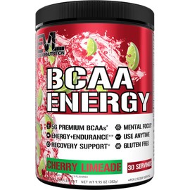 Evlution EVL BCAAs Amino Acids Powder - BCAA Energy Pre Workout for Muscle Recovery Lean Growth and Endurance - Rehydrating Post Workout Recovery Drink with Natural Caffeine - Cherry Limeade