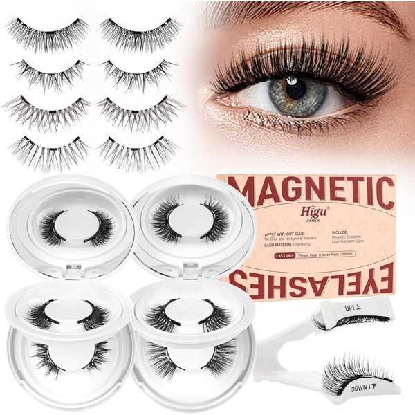 Higu clace Magnetic Eyelashes, Magnetic Lashes Natural Look Reusable Wispy