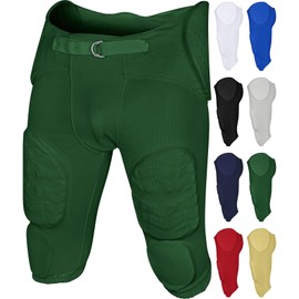 Exxact Sports Proline Youth Integrated Football Pants with 7 Flex Pads, Lightweight Football Practice Pants for Protection (YL, Dark Green)