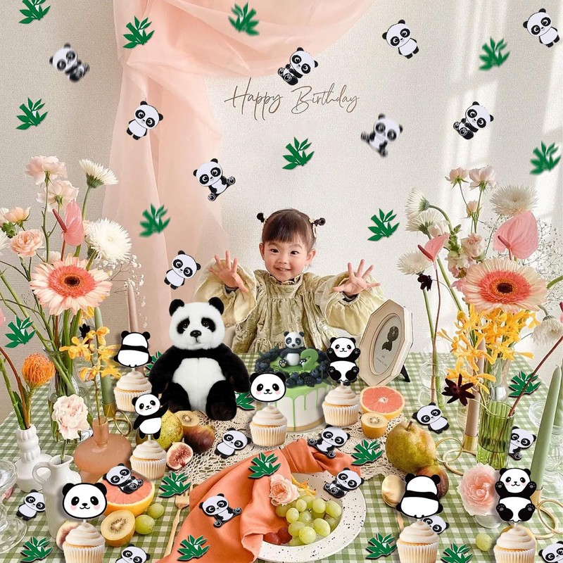 Kreatwow Panda Party Supplies 200pcs Panda Bamboo Scatter Confetti Table