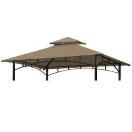 Ontheway 5 ft x 8 ft TOP Only Grill BBQ Gazebo Roof Top Double Tiered Replacement Canopy Roof Outdoor Gazebo Tent Roof Top