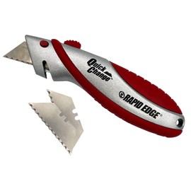 Rapid Edge Quick-Change Utility Knife, Heavy-duty Razor Knife with String Cutter and Blade Compartment, Includes Extra Utility Knife Blades, Made of Die-Cast Alloy Steel, 12-Pack