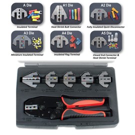 TGR Interchangeable Ratcheting Terminal Crimper Set - 7 Die Sets Quick Change