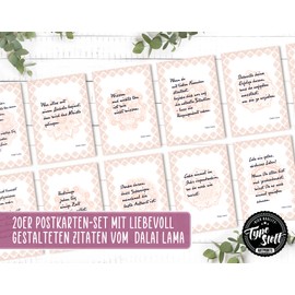 TypeStoff Pack of 20 Postcard Saver Set - Dalai Lama - DIN A6, 20 Different Designs with Sayings, Quotes and Aphorisms - PK-00680