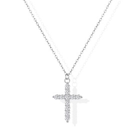 Kwkppz Double Cross Necklace for Women 18K Gold Plated Crown Cross Pendant Necklace Simple Diamond Cross Charm Link Chain Choker Delicate Faith Jewelry Religious Gifts for Women
