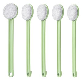 Beomeen Pumice Stone for Feet with Long Handle 14", 5 Pcs Hard Skin Callus Remover, Scrubber and Exfoliator for Dead Dry Skin, Softer & Smoother Feet, Pedicure Tool (Straight) Green