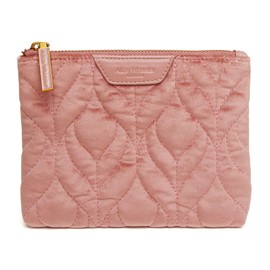 Alice Wheeler Velvet Quilted Makeup Pouch, 15.5 x 13.5 x 2.5 cm, Multiple Colours (Pink)