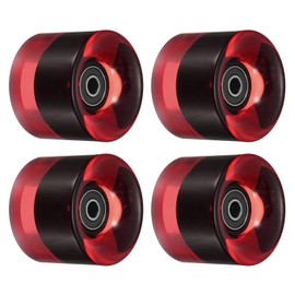 PATIKIL 60mm Longboard Wheels with Bearings ABEC-9, 4 Pack Street Wheels for Skateboards Cruiser Wheel Replacement 80A, Clear Red Black