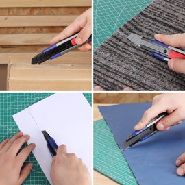 WORKPRO 18mm Retractable Utility Knife, Heavy Duty Snap-off Box Cutter with 10-Piece SK5 Blades for Cartons, Cardboard and Boxes, Perfect for Office and Home Use