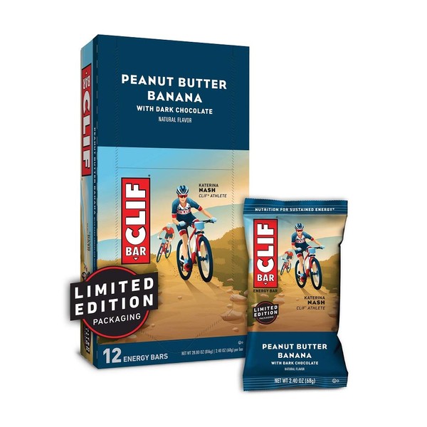 CLIF BAR - Energy Bars - Peanut Butter Banana Dark Chocolate - (2.4 Ounce Protein Bars, 12 Count) Packaging May Vary