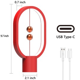 BABLOOM Magnetic Lamp - USB-Powered LED Table Lamp with Floating Design - Perfect for Home, Office, Dormitory, Hotel and Living Room(RED)