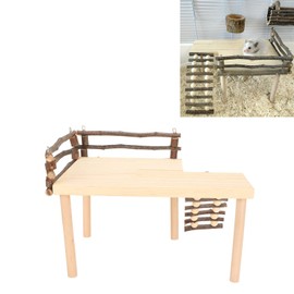 Health Gear Hamster Wooden Hamster Climbing Playground Toys, Two Tier Hamster Climb with Climbing Ladder for Eating Playing Resting, 11.8x8.3x8.3in Hamster