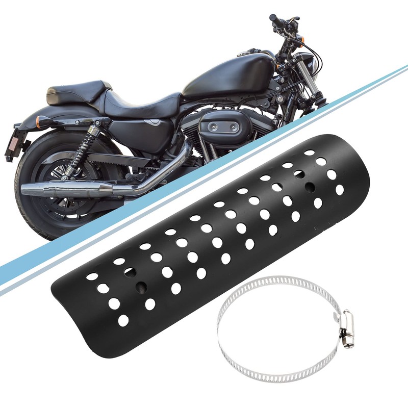 Motoforti Universal Motorcycle Exhaust Heat Shield Chrome Plated Iron Exhaust