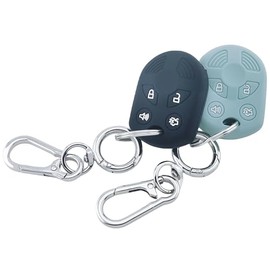 RUNZUIE 2Pcs 4 Buttons Silicone Remote Key Fob Cover for Ford Escape Explorer Mustang Transit Fusion Focus Lincoln Zephyr Mercury Grand Marquis (Black/Mint Green)