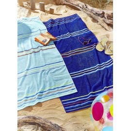 Catherine Lansfield Rainbow Cotton Beach Towel Pair Blue