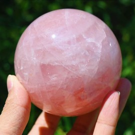 7-10CM Big Pink Crystal Ball Orange Polished Divination Natural Crystal Ball Decorative Sphere with Wood Stand Healing Crystals Ball Healing Stone