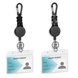 Meekye 1/2/3 PC ID Card Holder with Card Holder, ID Cover ID Yo-Yo Key Ring, Extendable Key with 60 cm Steel Cable, Retractable Key Chain with Carabiner Strong Spring Cord