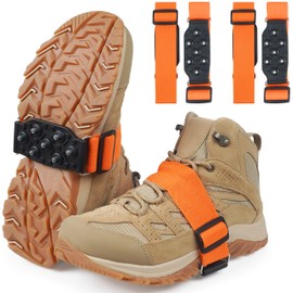 Ice Snow Cleat Crampons Walk Traction Cleat for Walking on Snow and Ice,7 Tungsten Studs Ice Grippers Slip-on Stretch Footwear Over Shoe Ice Cleats for Boots Shoes (M-2 Pairs)