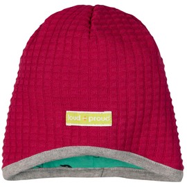 loud + proud Girls' Reversible Knitted Hat Made of Organic Cotton, GOTS Certified Hat, Berry Ber