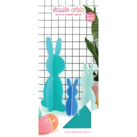 C.R. Gibson Kailo Chic Acrylic Bunny Spring and Easter Decorations, Sizes Vary, Teal and Blue, 3 Pieces