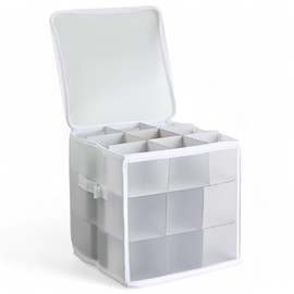 MIJOMA Storage Box, Sorting Box, Christmas Bag for Christmas Tree Baubles and Christmas Decorations, Foldable, Transparent (White, 31 x 31 x 31 cm for 27 Pieces)