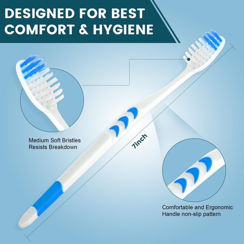 Navona 600 PCS Premium Toothbrushes Bulk, Individually Wrapped Toothbrushes, Disposable