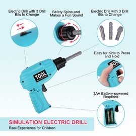 LOYO Kids Tool Set - Pretend Play Construction Tool Toys Kit with Tool Box Including Electric Drill Tool Belt Gifts for 3 4 5 6 7 Years Old Toddler Boys