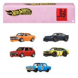 Hot Wheels Premium Car Culture Japan Historics 4 Container Set with 5 1:64 Scale Die Cast Cars in Storage and Display Container for Collecting and Stacking, HRW84