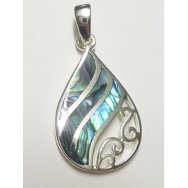 Sterling Silver Abalone Shell Pendant, Sterling Silver