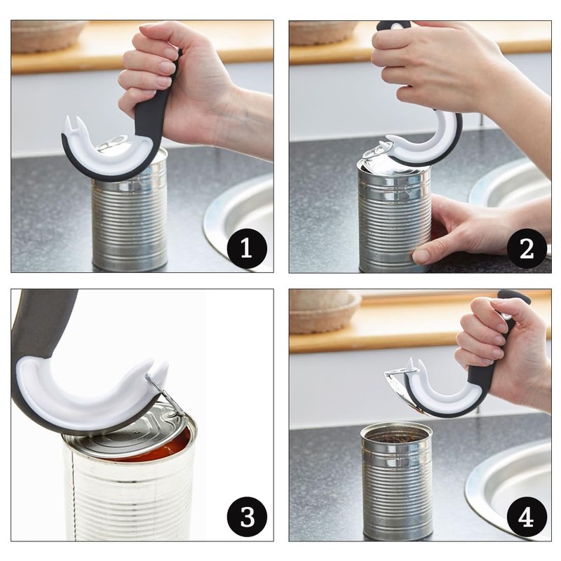 J-Shaped Can Opener Tool – Easy Jar, Lid, Bottle &