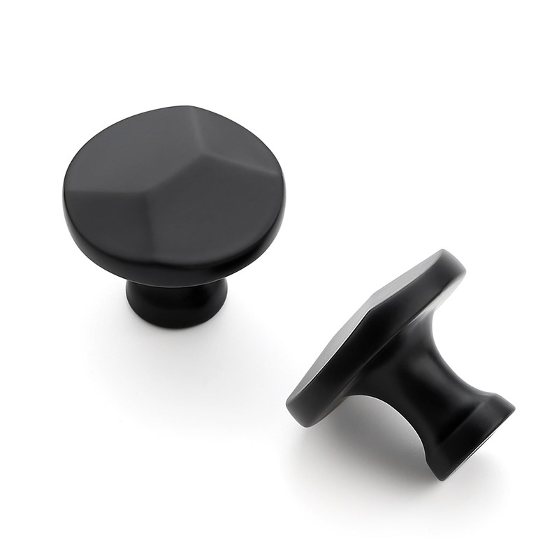 Ravinte 25 Pack Matte Black Round Cabinet Hardware Knobs,Solid Zinc