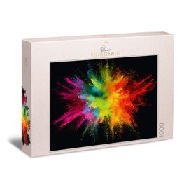 Ulmer Puzzleschmiede - Puzzle "Brightly colored": 1000 pieces jigsaw puzzle - Colorful exploding paint powder as a modern puzzle motif