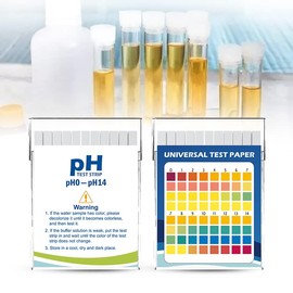 Plastic pH Test Strips, Universal Application (pH 0-14), 100 Strips | for Saliva, Soap, Urine, Food, Liquids, Water with Soil Testing, Lab Monitoring, etc.
