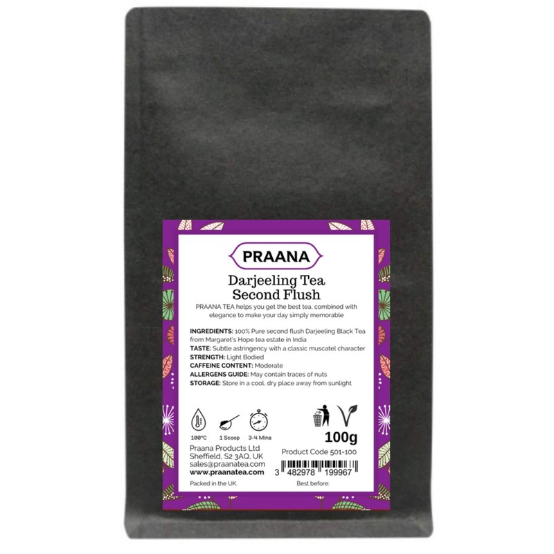 PRAANA TEA Darjeeling Loose Black Tea, 100 g