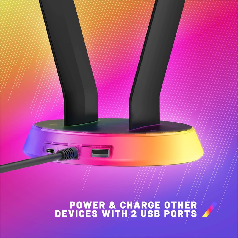 STEALTH Gaming Light Up Charging Headset Stand - Glow Black,