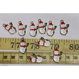 Charm Pendant 21.5x12.5xmm Enamel Christmas Snowman Alloy Pendant Charm Crafts 10pc / RS69