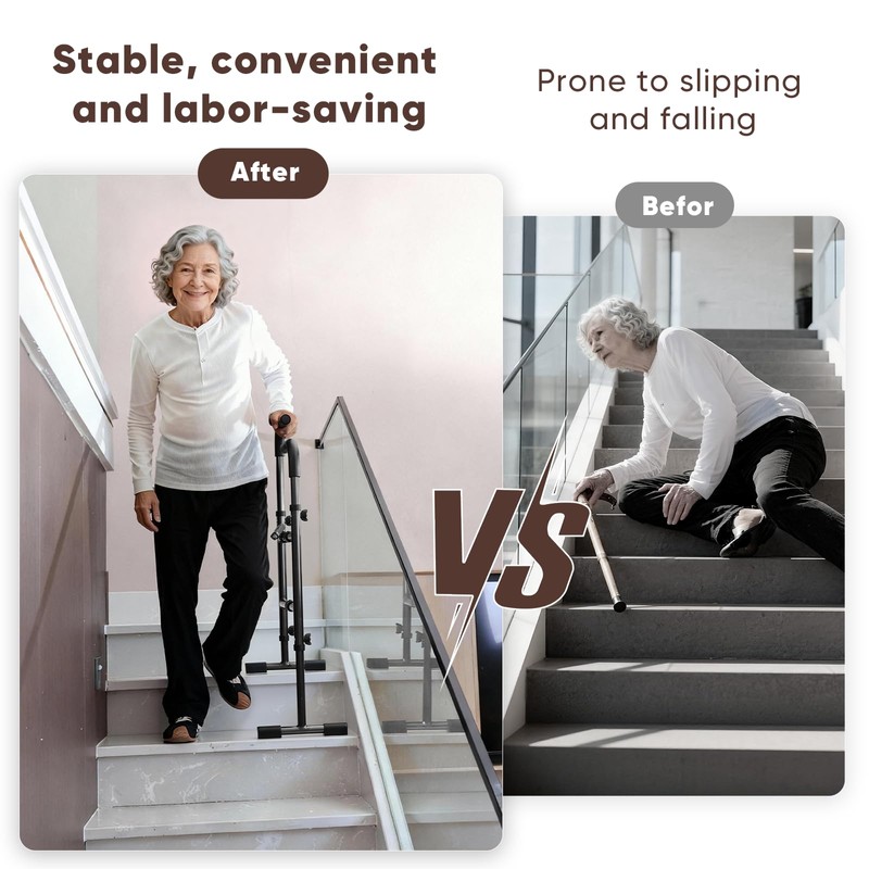 Stair Assist Cane,Standing Stair Lift with Adjustable Height and Width,Poam