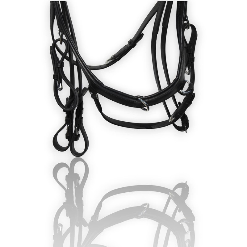 Aces Equine LEATHER ANATOMICAL HORSE BRIDLE DESIGNER PEARL BROWBAND WITH