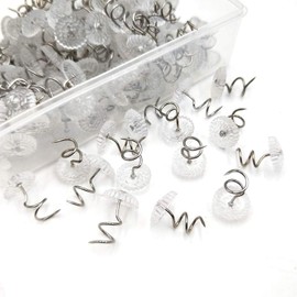 Waves Gusset Decorative Thumbtacks 100 Pcs Duvet Cover Anti-Bidet Pins Duvet Cover Fastener Transparent Head Twist Pins Anti-Slip Pins for Sofa Cover Sheet Securing Clear Spiral Needle Bed Skirt Decor