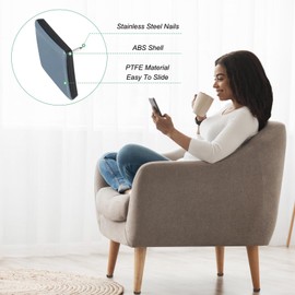 M METERXITY 8-Pack Nail on Furniture Sliders, 1.5 x 1.5 (38mm) PTFE Chair Sliders Glides Square Pads for Chair/Table, Furniture Movers Leg Floor Protectors [Grey]